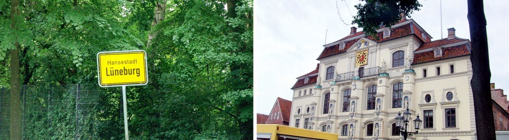 Ortsschild und Rathaus Lüneburg